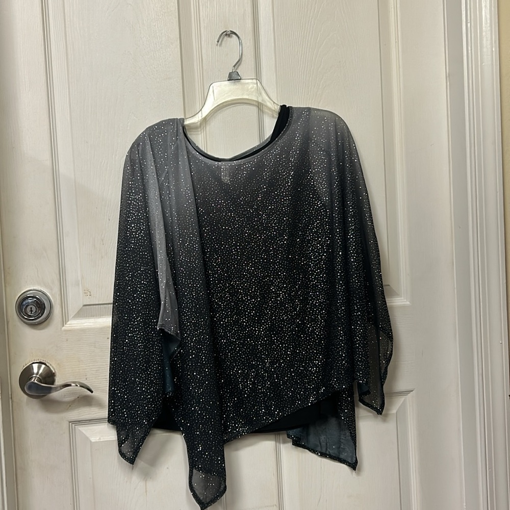 PreSeption Concept Women’s Sparkly Black and Gray Blouse XL